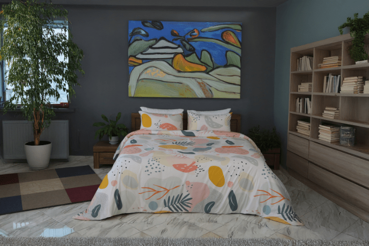 Housse de Couette Double Face "Éclat Floral" / Doux & Antiallergique + Taie d'oreiller Offert - Couette & Housse de Couette Dwirty Maroc