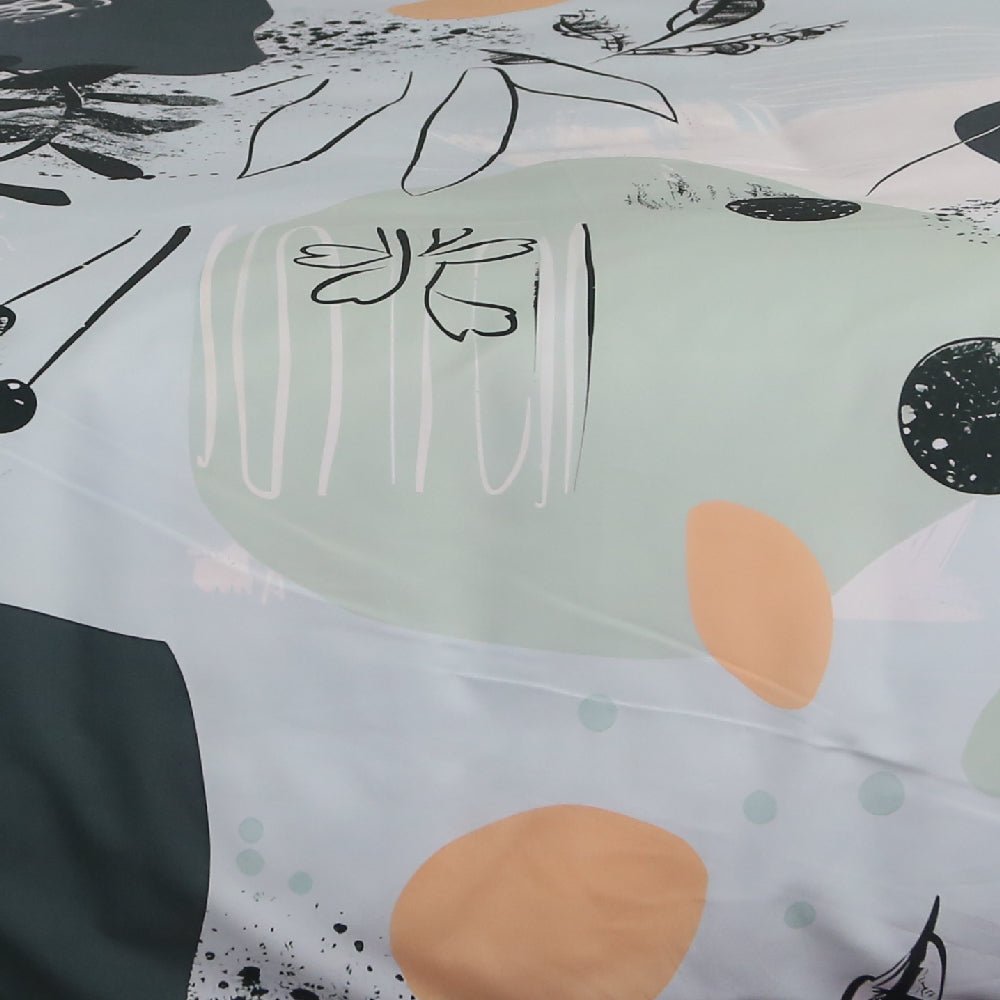 Housse de Couette Double Face "Feuillage Enchanté" - Doux & Antiallergique + Taie d'oreiller Offert - Couette & Housse de Couette Dwirty Maroc