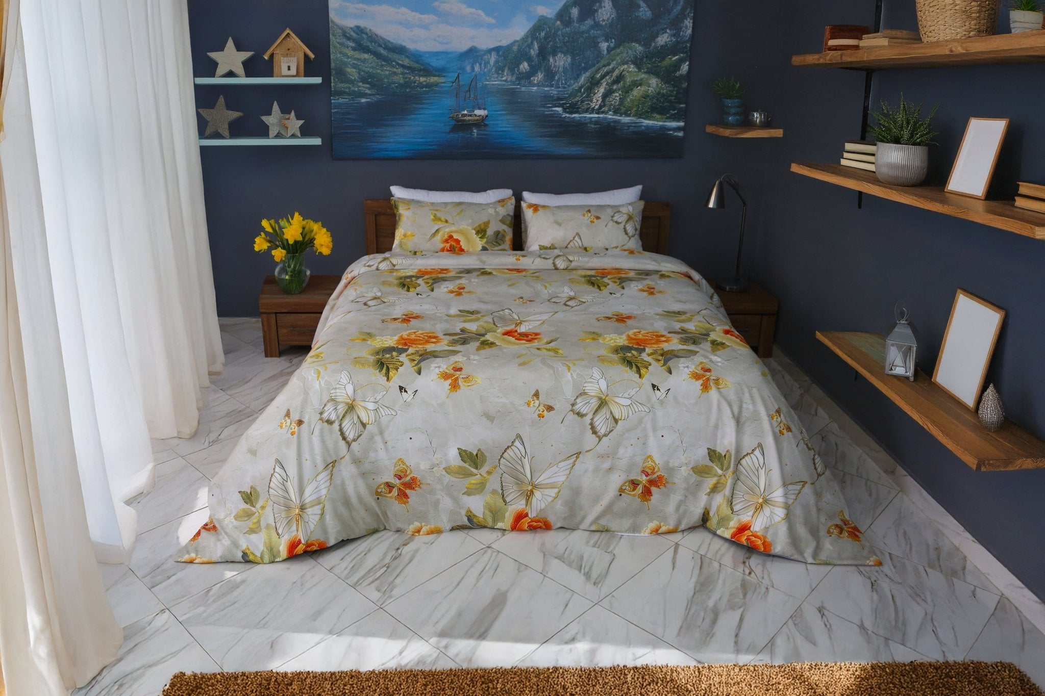 Housse de Couette Double Face Fleur d’Été – Summer Butterfly / Un été, deux ambiances. - Couette & Housse de Couette Dwirty Maroc