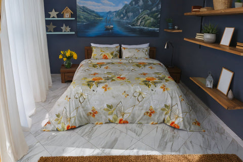 Housse de Couette Double Face Fleur d’Été – Summer Butterfly / Un été, deux ambiances. - Couette & Housse de Couette Dwirty Maroc