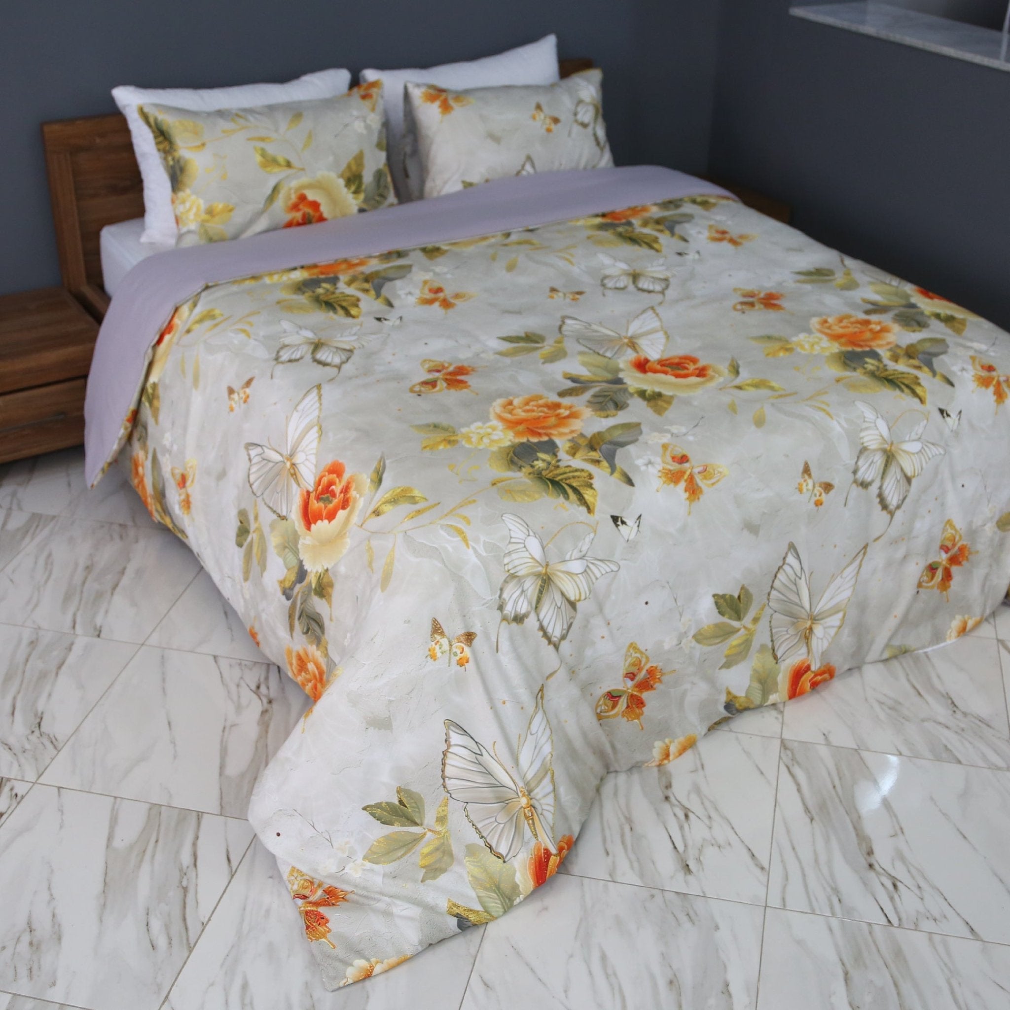 Housse de Couette Double Face Fleur d’Été – Summer Butterfly / Un été, deux ambiances. - Couette & Housse de Couette Dwirty Maroc