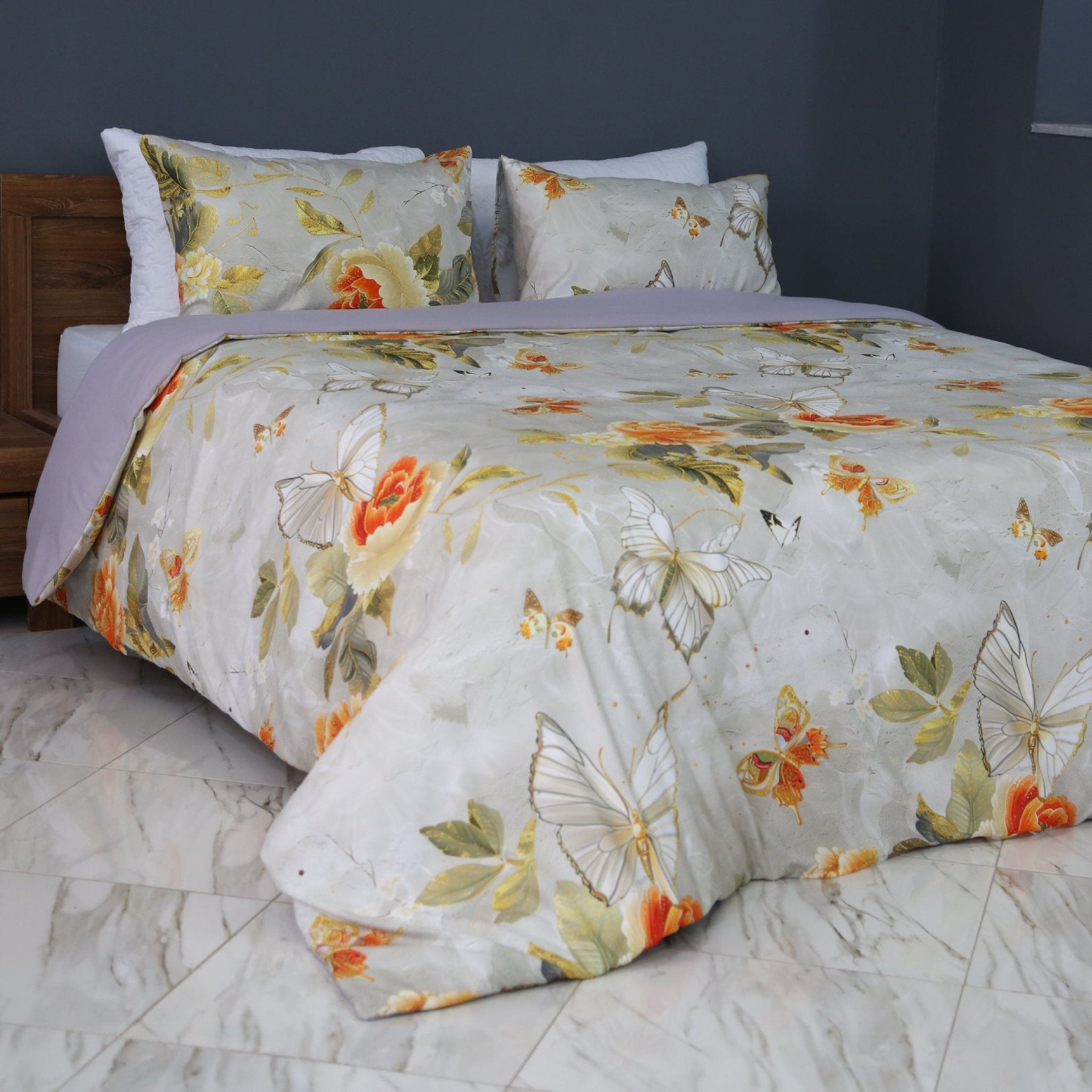 Housse de Couette Double Face Fleur d’Été – Summer Butterfly / Un été, deux ambiances. - Couette & Housse de Couette Dwirty Maroc