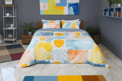 Housse de Couette Double Face "Fusion Créative" - Doux & Antiallergique - + Taie d'oreiller Offert - Couette & Housse de Couette Dwirty Maroc