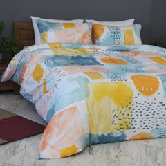 Housse de Couette Double Face "Fusion Créative" - Doux & Antiallergique - + Taie d'oreiller Offert - Couette & Housse de Couette Dwirty Maroc