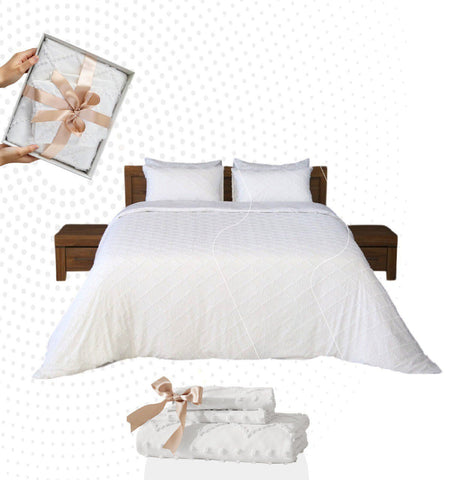 Housse de Couette Double Face Jacquard Diamond Blanc – Élégance & Douceur // Collection Spéciale Mariage - Couette & Housse de Couette Dwirty Maroc