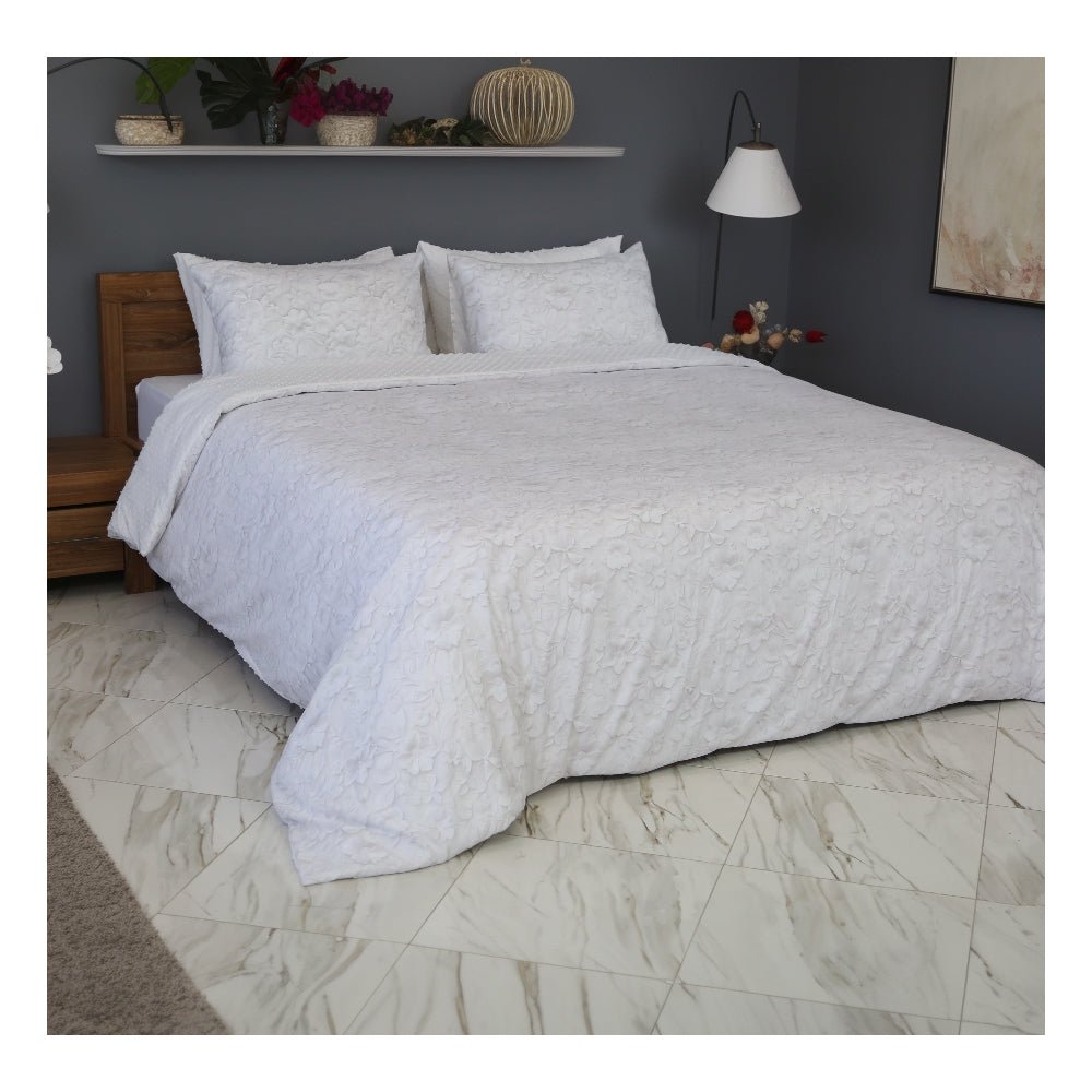 Housse de Couette Double Face Jacquard Diamond Blanc – Élégance & Douceur // Collection Spéciale Mariage - Couette & Housse de Couette Dwirty Maroc