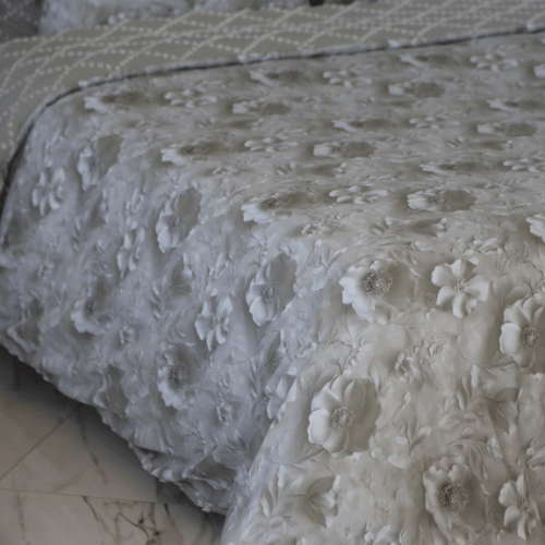 Housse de Couette Double Face Jacquard Diamond Gris – Élégance & Douceur // Collection Spéciale Mariage - Couette & Housse de Couette Dwirty Maroc