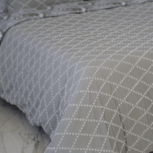 Housse de Couette Double Face Jacquard Diamond Gris – Élégance & Douceur // Collection Spéciale Mariage - Couette & Housse de Couette Dwirty Maroc
