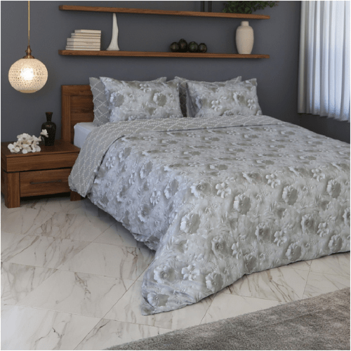 Housse de Couette Double Face Jacquard Diamond Gris – Élégance & Douceur // Collection Spéciale Mariage - Couette & Housse de Couette Dwirty Maroc