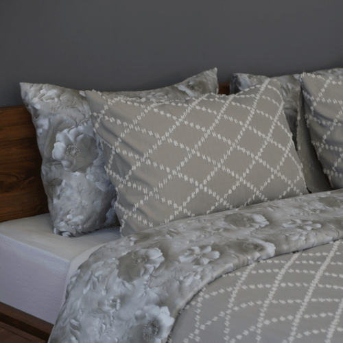 Housse de Couette Double Face Jacquard Diamond Gris – Élégance & Douceur // Collection Spéciale Mariage - Couette & Housse de Couette Dwirty Maroc