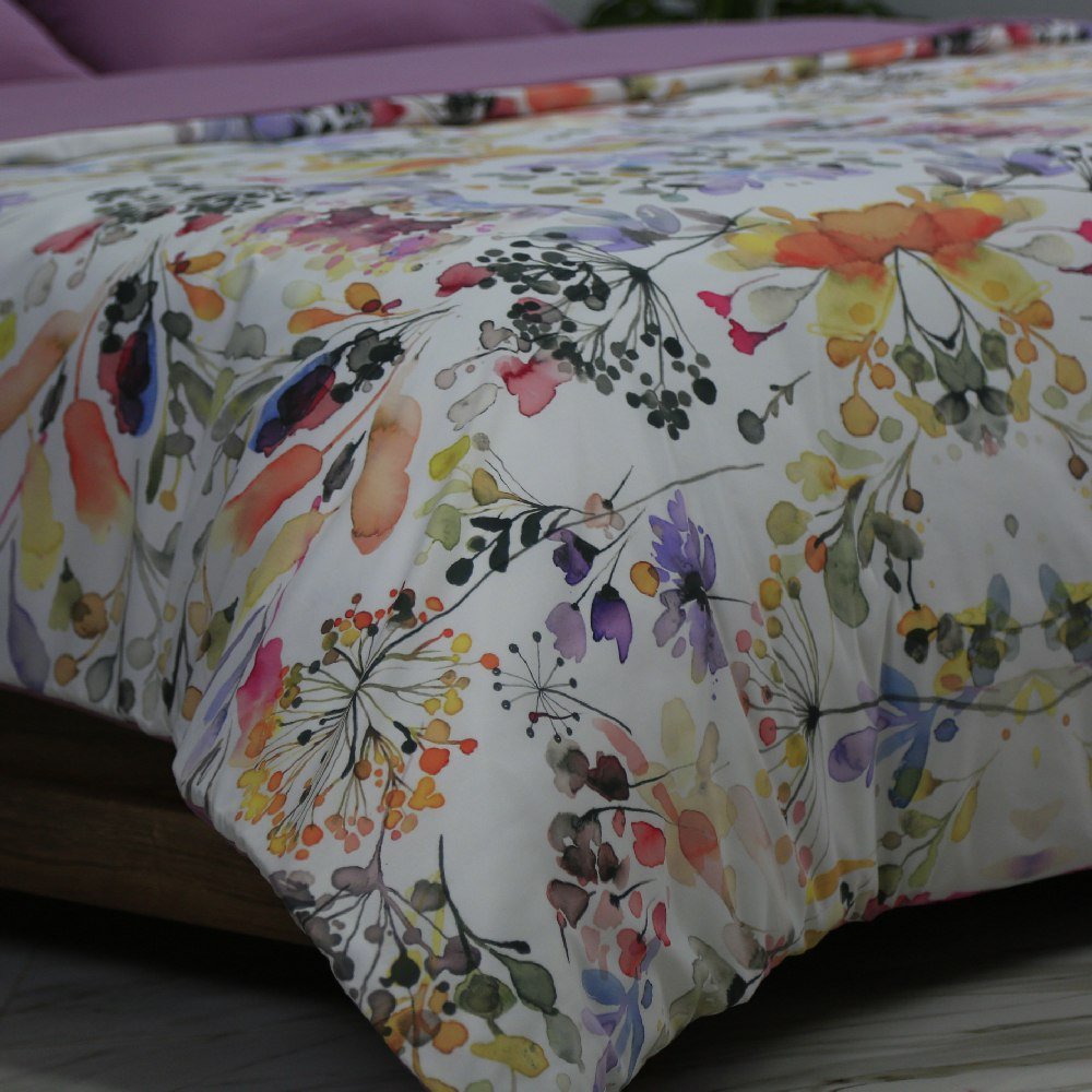 Housse de Couette Double Face 'Jardin Secret' + Taie d'oreiller Offert - Doux & Antiallergique - Couette & Housse de Couette Dwirty Maroc