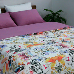 Housse de Couette Double Face 'Jardin Secret' + Taie d'oreiller Offert - Doux & Antiallergique - Couette & Housse de Couette Dwirty Maroc