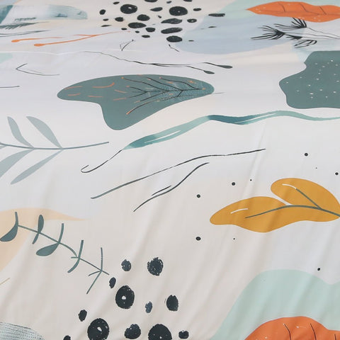 Housse de Couette Double Face "Jardin Serein" - Doux & Antiallergique - + Taie d'oreiller Offert - Couette & Housse de Couette Dwirty Maroc
