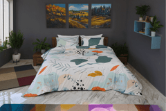 Housse de Couette Double Face "Jardin Serein" - Doux & Antiallergique - + Taie d'oreiller Offert - Couette & Housse de Couette Dwirty Maroc