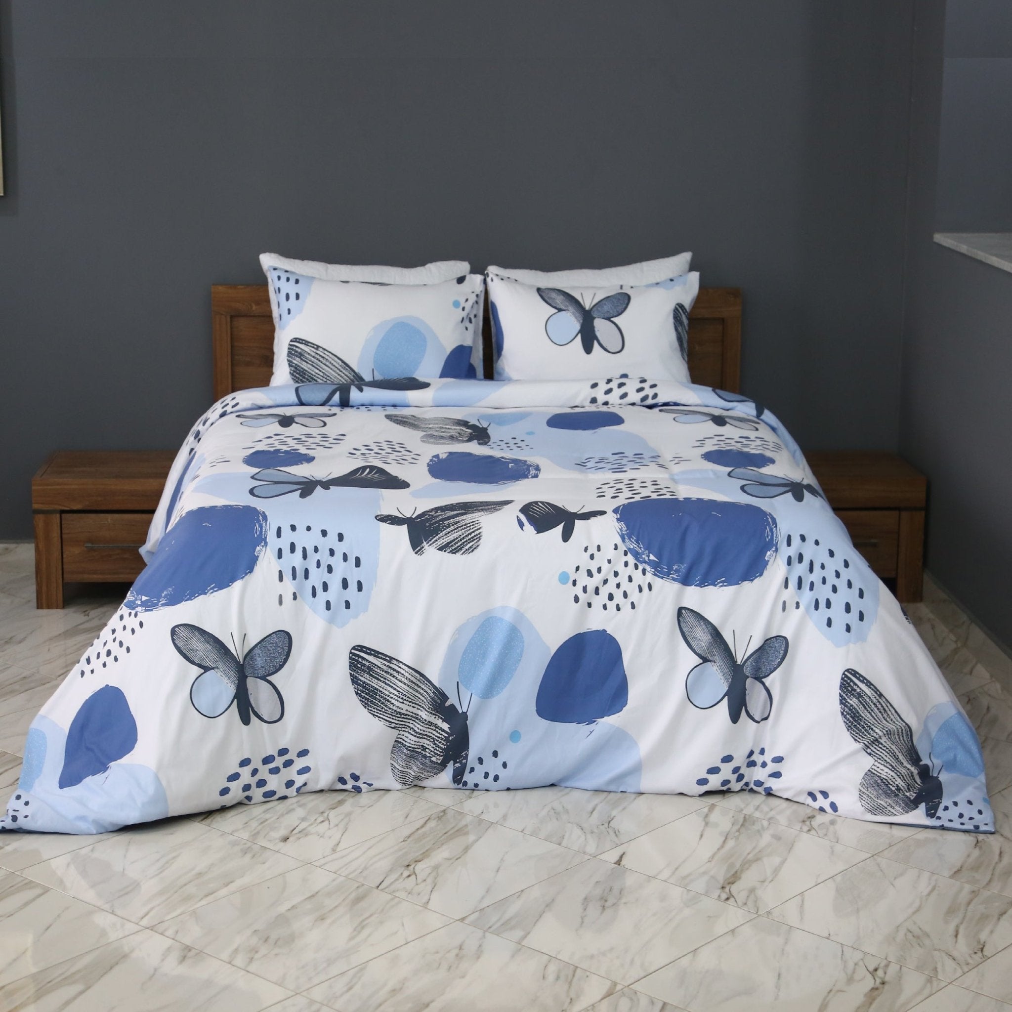 Housse de Couette Double Face Nuit Moderne – Summer Butterfly / Un été, deux ambiances. - Couette & Housse de Couette Dwirty Maroc