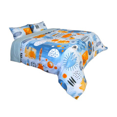 Housse de Couette Double Face "Onde Aquatique" - Doux & Antiallergique + Taie d'oreiller Offert - Couette & Housse de Couette Dwirty Maroc