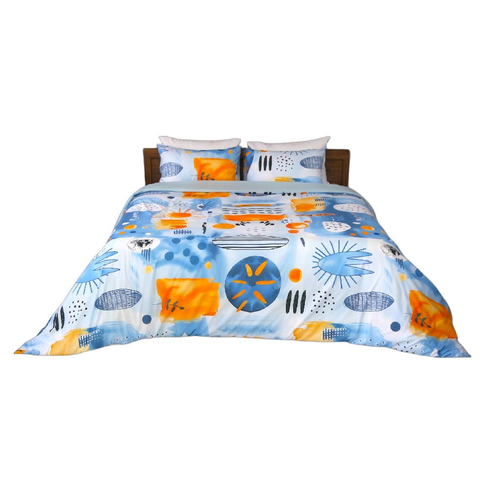 Housse de Couette Double Face "Onde Aquatique" - Doux & Antiallergique + Taie d'oreiller Offert - Couette & Housse de Couette Dwirty Maroc