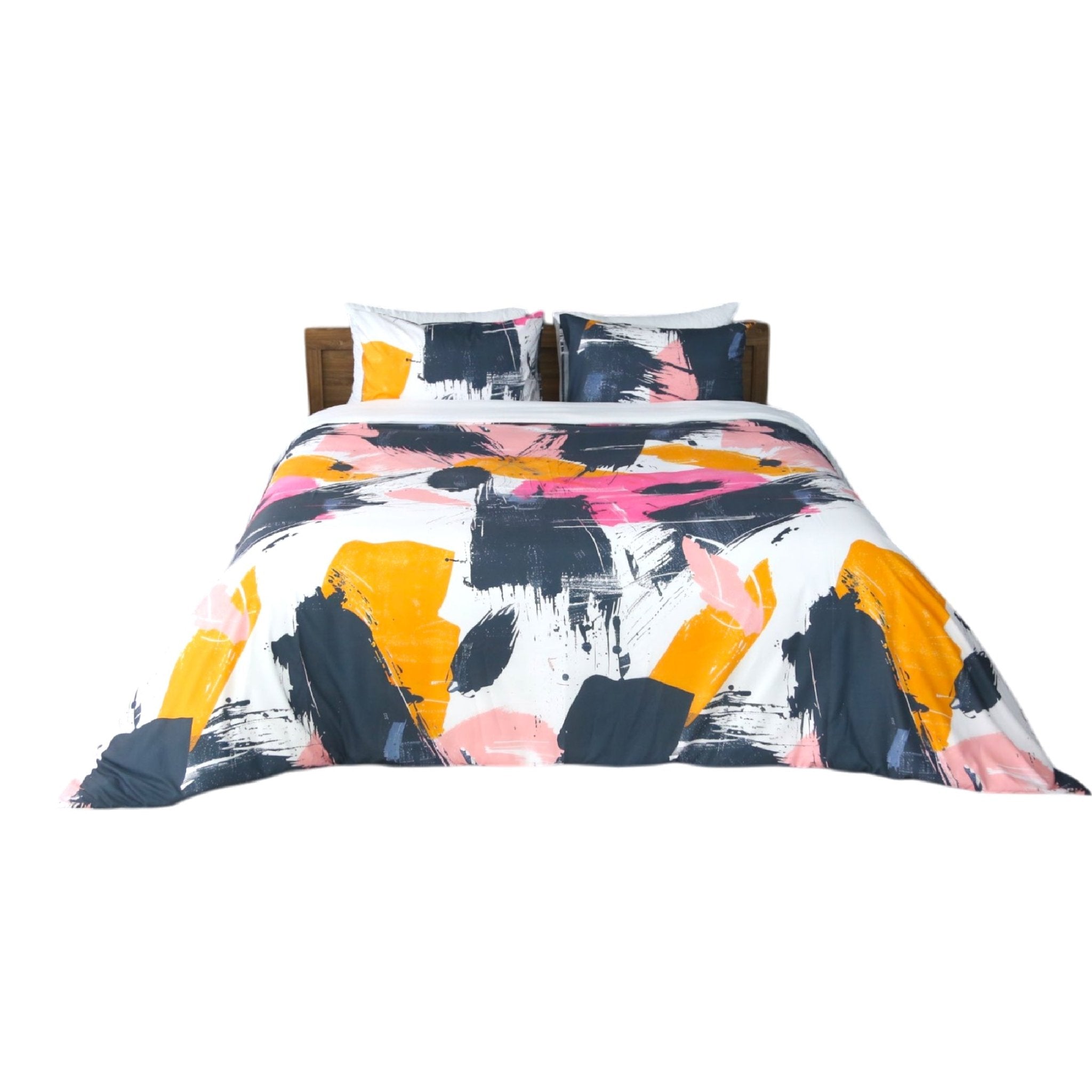 Housse de Couette Double Face "Palette Dynamique" - Doux & Antiallergique - + Taie d'oreiller Offert - Couette & Housse de Couette Dwirty Maroc