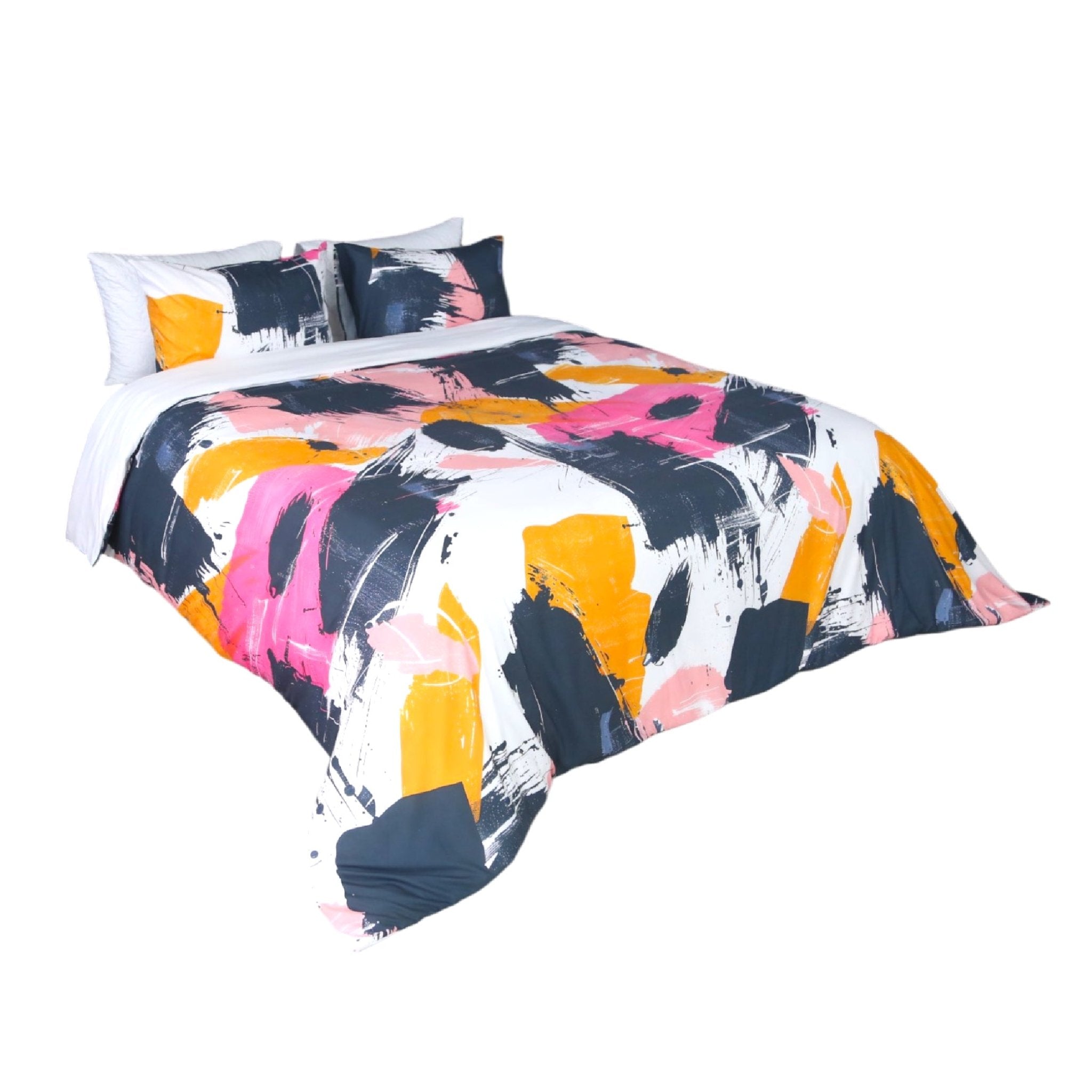 Housse de Couette Double Face "Palette Dynamique" - Doux & Antiallergique - + Taie d'oreiller Offert - Couette & Housse de Couette Dwirty Maroc