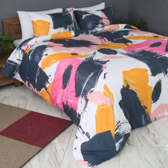 Housse de Couette Double Face "Palette Dynamique" - Doux & Antiallergique - + Taie d'oreiller Offert - Couette & Housse de Couette Dwirty Maroc