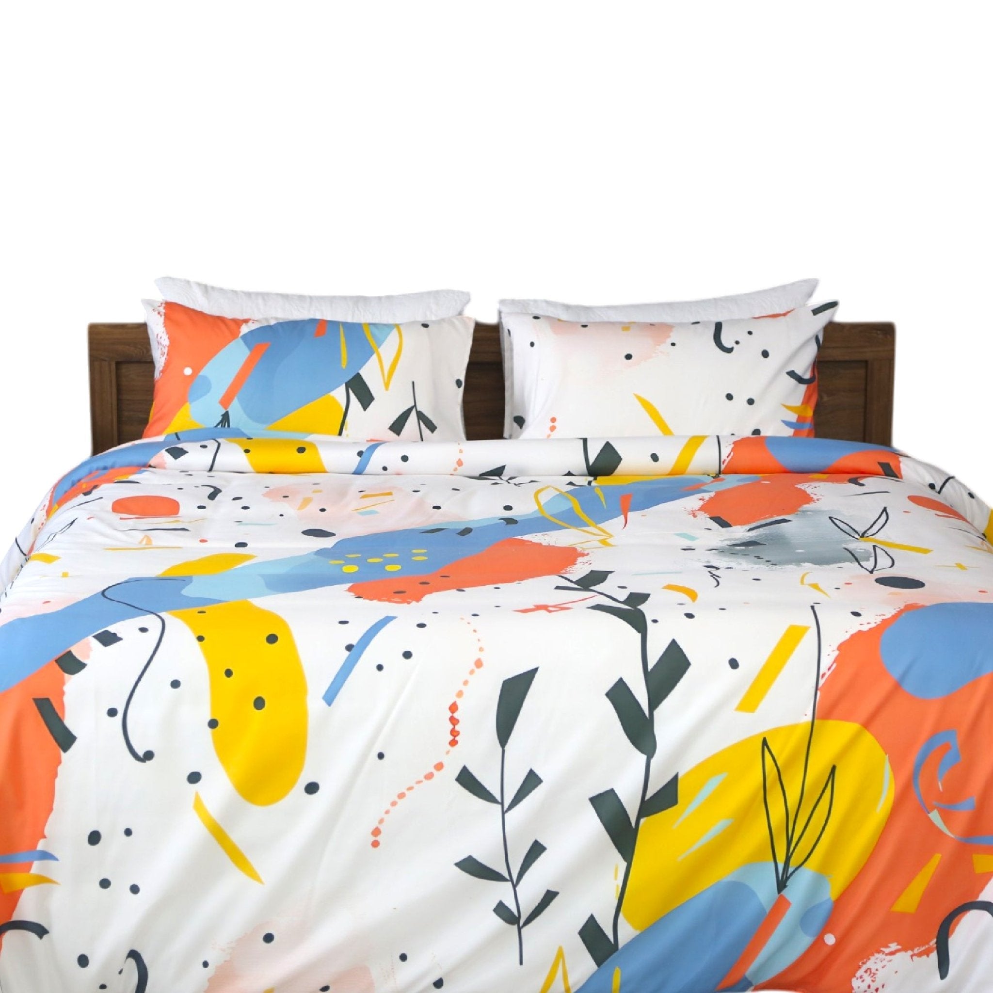 Housse de Couette Double Face "Palette en Liberté" - Doux & Antiallergique - + Taie d'oreiller Offert - Couette & Housse de Couette Dwirty Maroc