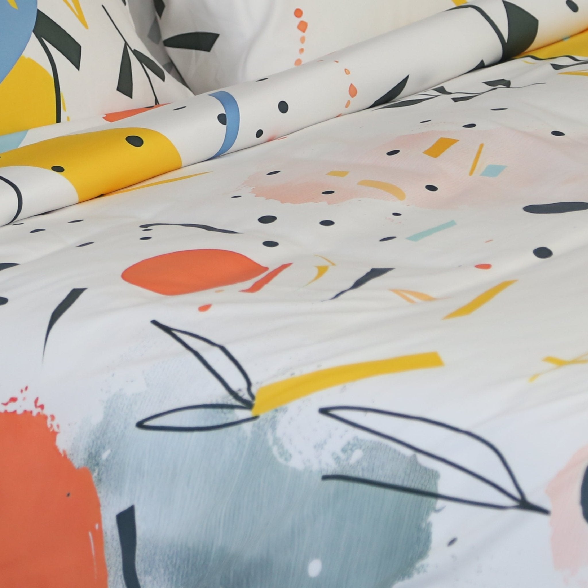 Housse de Couette Double Face "Palette en Liberté" - Doux & Antiallergique - + Taie d'oreiller Offert - Couette & Housse de Couette Dwirty Maroc