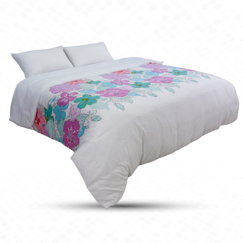 Housse de Couette Double Face 'Pétale d'Amour' - Doux & Antiallergique - + Taie d'oreiller Offert - Couette & Housse de Couette Dwirty Maroc