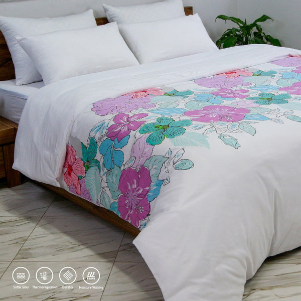 Housse de Couette Double Face 'Pétale d'Amour' - Doux & Antiallergique - + Taie d'oreiller Offert - Couette & Housse de Couette Dwirty Maroc