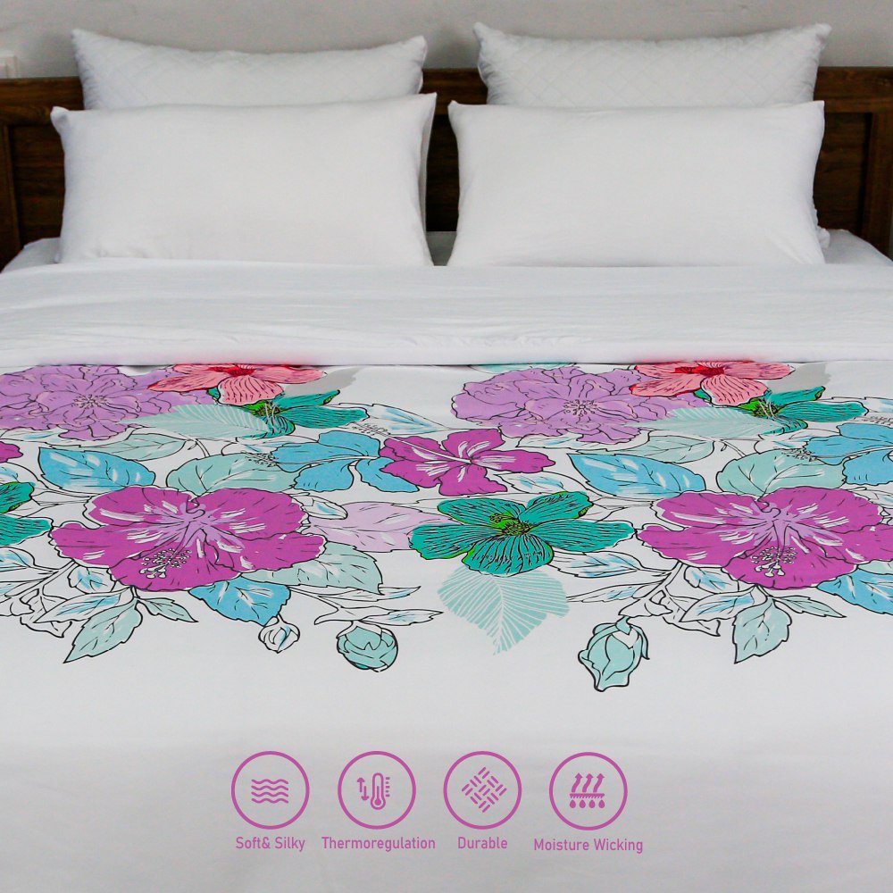 Housse de Couette Double Face 'Pétale d'Amour' - Doux & Antiallergique - + Taie d'oreiller Offert - Couette & Housse de Couette Dwirty Maroc