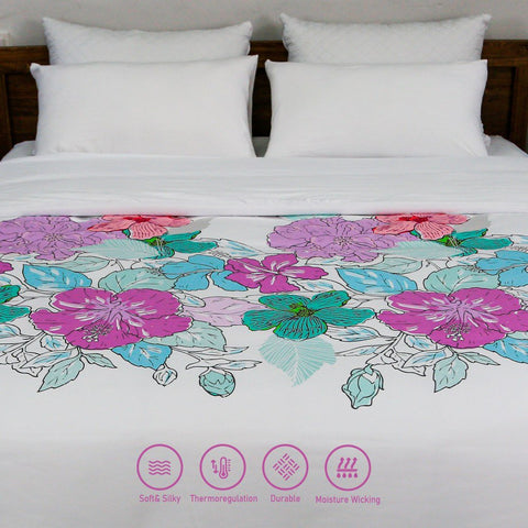 Housse de Couette Double Face 'Pétale d'Amour' - Doux & Antiallergique - + Taie d'oreiller Offert - Couette & Housse de Couette Dwirty Maroc