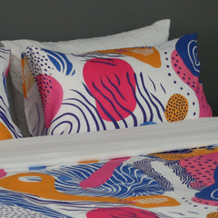 Housse de Couette Double Face "Vibrations Artistiques" - Doux & Antiallergique - + Taie d'oreiller Offert - Couette & Housse de Couette Dwirty Maroc