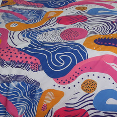 Housse de Couette Double Face "Vibrations Artistiques" - Doux & Antiallergique - + Taie d'oreiller Offert - Couette & Housse de Couette Dwirty Maroc