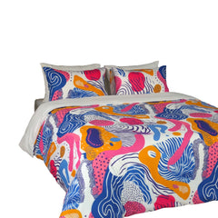 Housse de Couette Double Face "Vibrations Artistiques" - Doux & Antiallergique - + Taie d'oreiller Offert - Couette & Housse de Couette Dwirty Maroc