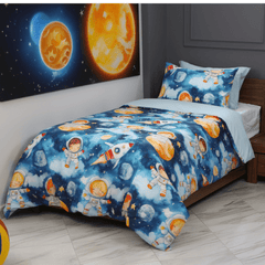 🛏️ Housse de Couette Enfant Ciel & Cosmos – Réversible une place 160x220 cm - Couette & Housse de Couette Dwirty Maroc