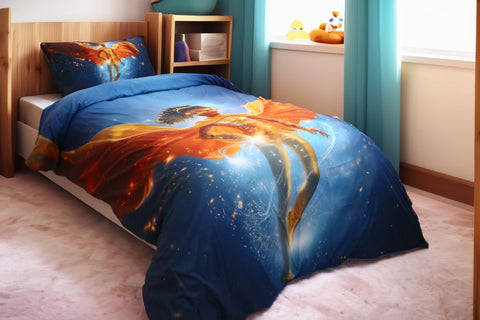 Housse de couette Fille "Gardienne de la nuit" + 1TO - 1 Place (160x220 cm) - Collection "Galaxie des Héros" - Couette & Housse de Couette Dwirty Maroc