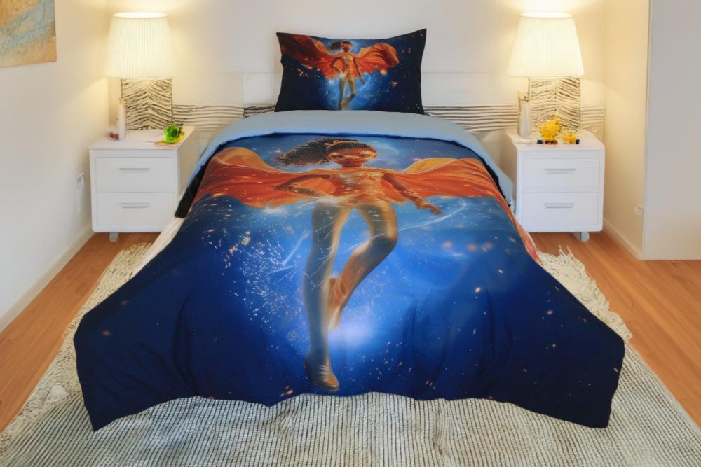 Housse de couette Fille "Gardienne de la nuit" + 1TO - 1 Place (160x220 cm) - Collection "Galaxie des Héros" - Couette & Housse de Couette Dwirty Maroc