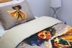 Housse de couette Fille "Gardienne des étoiles" + 1TO - 1 Place (160x220 cm) - Collection "Galaxie des Héros" - Couette & Housse de Couette Dwirty Maroc