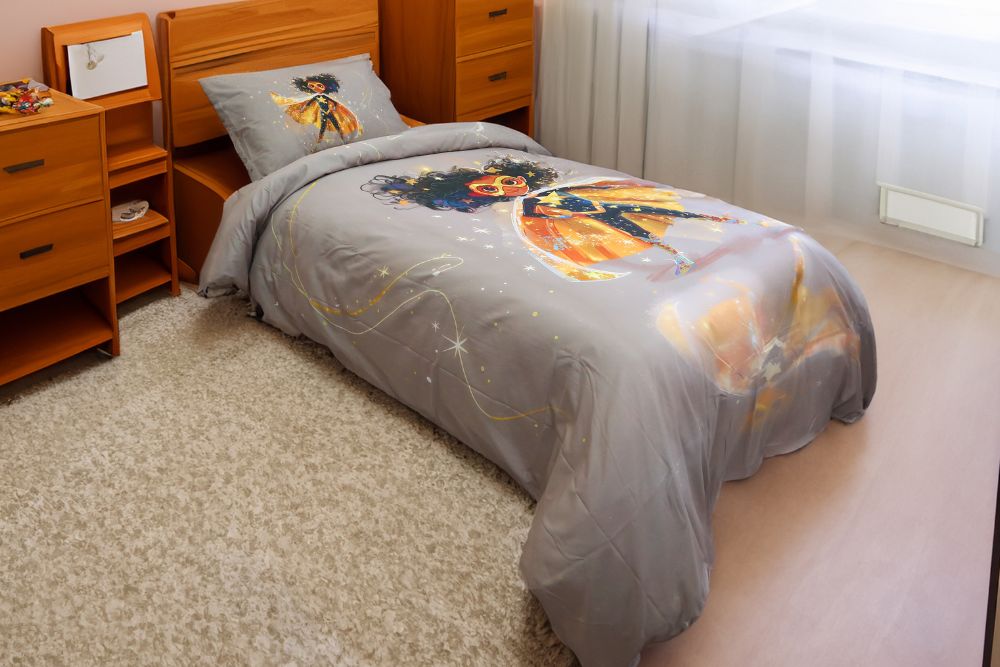 Housse de couette Fille "Gardienne des étoiles" + 1TO - 1 Place (160x220 cm) - Collection "Galaxie des Héros" - Couette & Housse de Couette Dwirty Maroc