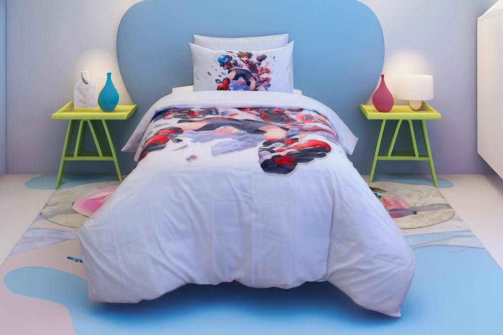 Housse de couette Garçon "Champion du Circuit" + 1 TO Offerte - 1 Place (160x220 cm) - Collection "Galaxie des Héros" - Couette & Housse de Couette Dwirty Maroc