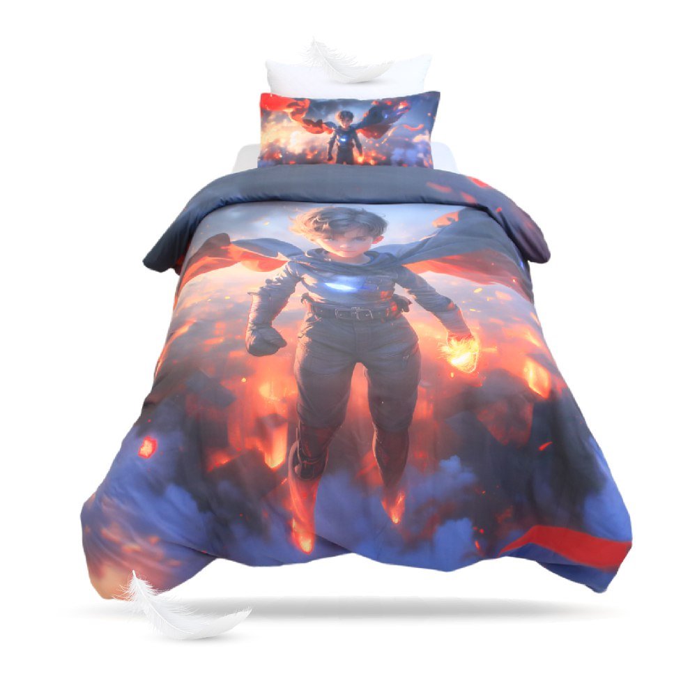 Housse de couette Garçon "Chevalier des Cendres" - + 1TO Offerte - 1 Place(160x220 cm) - Collection "Galaxie des Héros" - Couette & Housse de Couette Dwirty Maroc