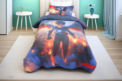Housse de couette Garçon "Chevalier des Cendres" - + 1TO Offerte - 1 Place(160x220 cm) - Collection "Galaxie des Héros" - Couette & Housse de Couette Dwirty Maroc