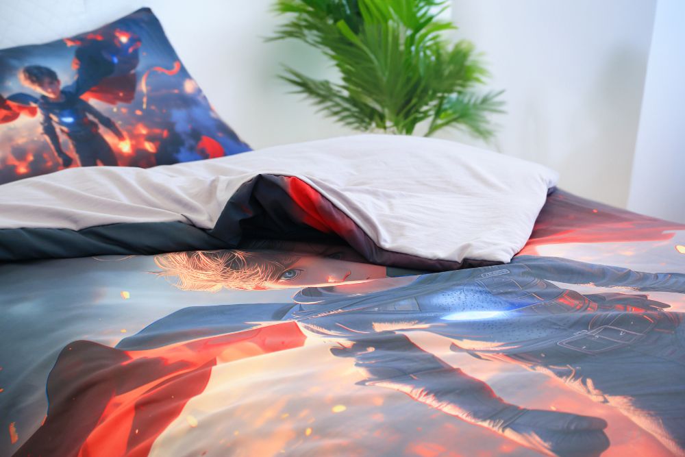 Housse de couette Garçon "Chevalier des Cendres" - + 1TO Offerte - 1 Place(160x220 cm) - Collection "Galaxie des Héros" - Couette & Housse de Couette Dwirty Maroc