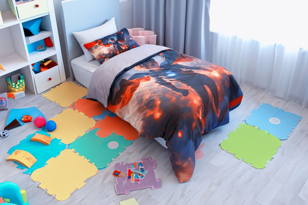 Housse de couette Garçon "Chevalier des Cendres" - + 1TO Offerte - 1 Place(160x220 cm) - Collection "Galaxie des Héros" - Couette & Housse de Couette Dwirty Maroc