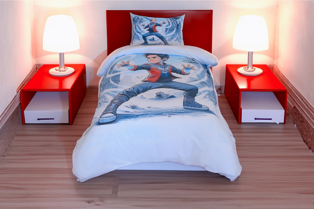 Housse de couette Garçon "Maître de l'air" - + 1TO Offerte - 1 Place(160x220 cm) - Collection "Galaxie des Héros" - Couette & Housse de Couette Dwirty Maroc