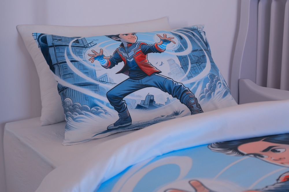 Housse de couette Garçon "Maître de l'air" - + 1TO Offerte - 1 Place(160x220 cm) - Collection "Galaxie des Héros" - Couette & Housse de Couette Dwirty Maroc