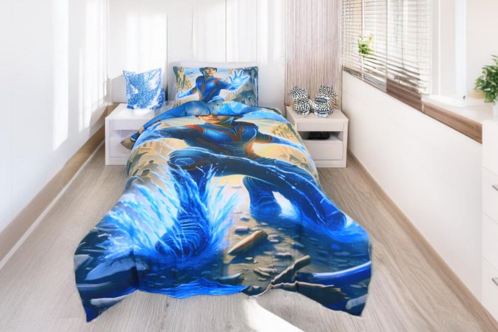Housse de couette Garçon "Maître de l'eau"+ 1TO Offerte - 1 Place(160x220 cm) - Collection "Galaxie des Héros" - Couette & Housse de Couette Dwirty Maroc