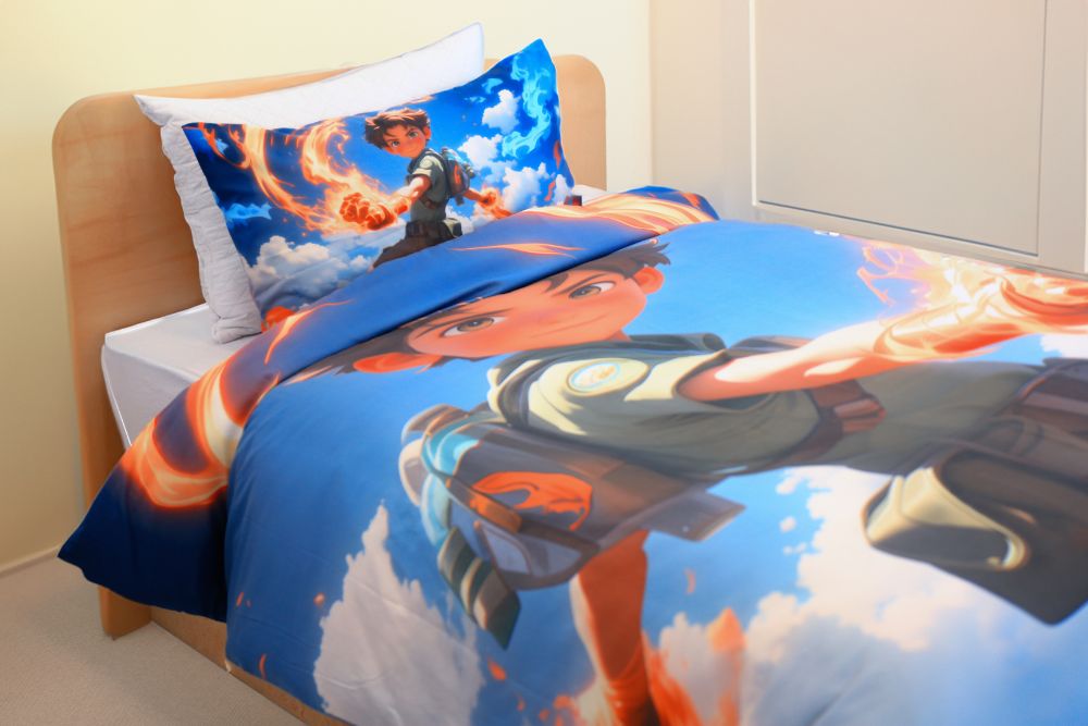 Housse de couette Garçon "Maître du Feu + 1TO - 1 Place (160x220 cm) - Collection "Galaxie des - Couette & Housse de Couette Dwirty Maroc