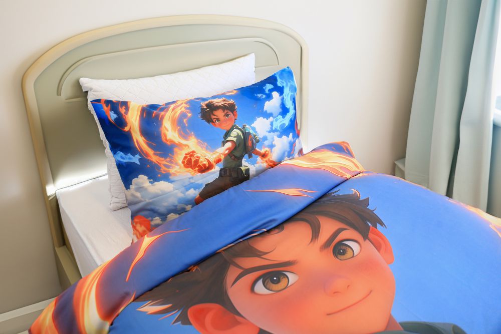 Housse de couette Garçon "Maître du Feu + 1TO - 1 Place (160x220 cm) - Collection "Galaxie des - Couette & Housse de Couette Dwirty Maroc