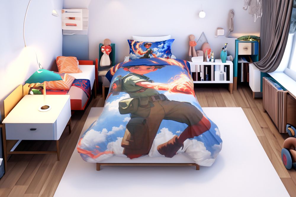 Housse de couette Garçon "Maître du Feu + 1TO - 1 Place (160x220 cm) - Collection "Galaxie des - Couette & Housse de Couette Dwirty Maroc