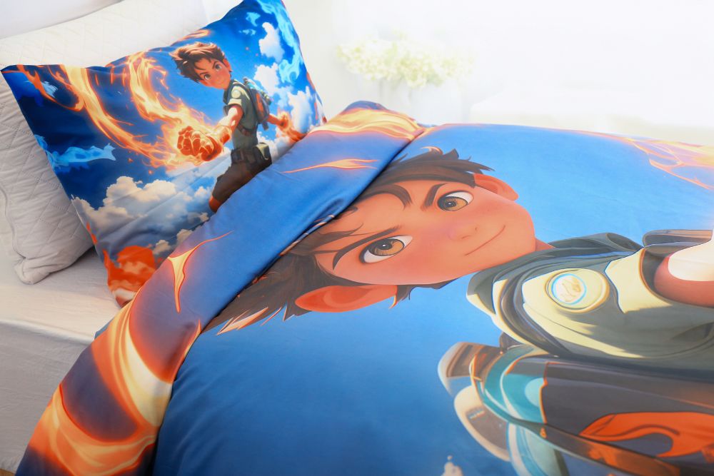 Housse de couette Garçon "Maître du Feu + 1TO - 1 Place (160x220 cm) - Collection "Galaxie des - Couette & Housse de Couette Dwirty Maroc